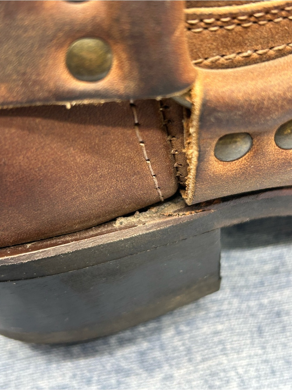 VTG Frye Harness Leather Boots Americana Brown Rustic made in USA 7.5M Women’s - Picture 11 of 16